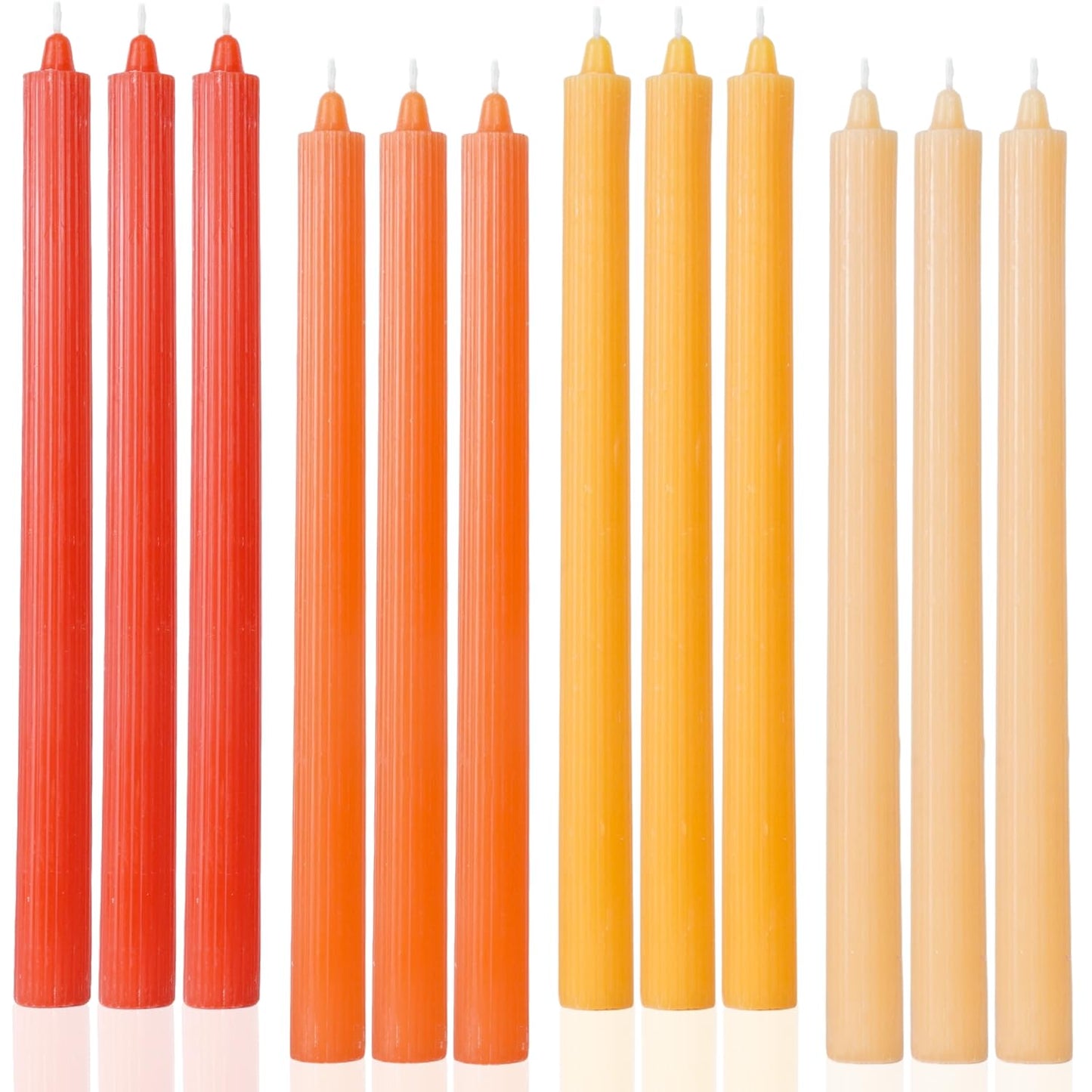 LPUSA Orange Taper Candles 10.5 inch Pastel Candle Sticks Unscented Driples Tapered Candle Ideal as Dinner Candles Smokeless Long Burning,Set of 12