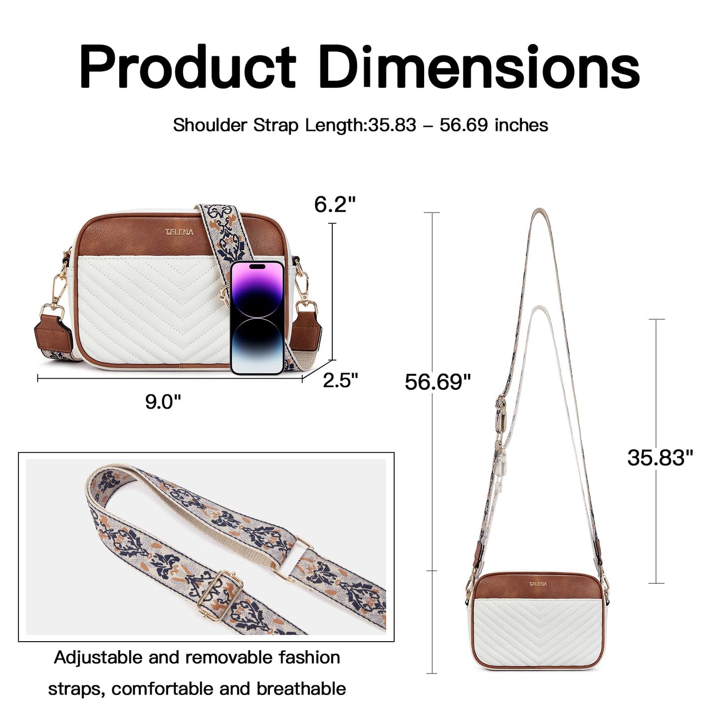 Telena Small Crossbody Bags For Women Vegan Leather Crossbody Purse With Adjustable Wide Strap For Daily Life