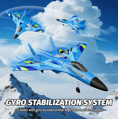 Foam RC Plane with 3 Batteries Remote Control Airplane RC Jet Helicopter Plane for Kids Adults Beginner Easy to Fly RC Fighter Remote Control Aircraft with Automatic Balance Gyro for Adult Kids