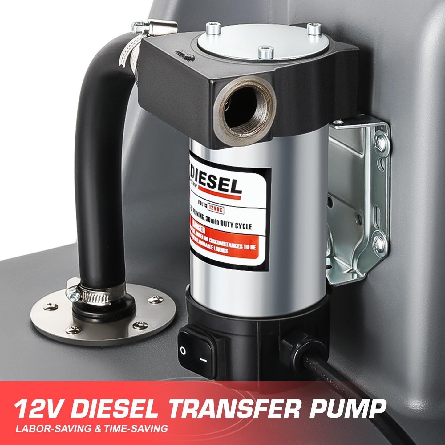 DNA MOTORING Portable Fuel Tank Caddy 26 Gallon 100L 12V Diesel Transfer Unit for Cars Trucks Lawn Mowers ATVs Boats,Grey,TOOLS-00303