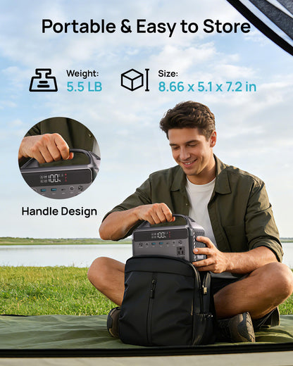 DaranEner Portable Power Station, 300W (Surge 600W) 192Wh Power Bank with 110V AC Outlet, LiFePO4 Battery for Home Emergency, Camping, Travel,& Outdoor Electronics(Option Solar Generator)