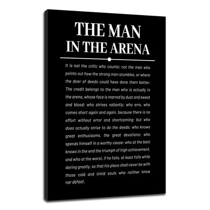 The Man in the Arena Inspirational Canvas Wall Art Motivational Entrepreneur Quotes Poster Print Positive Picture Artwork for Bedroom Office Wall Decor Ready to Hang [12''Wx18''H]
