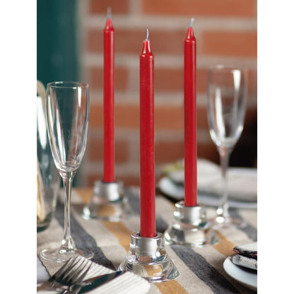 CANDWAX Red Taper Candles Pack of 4 - Slow Burning Dripless Unscented Straight Candles 10 inch - Ideal for Dinner Table - Smokeless Long Candlesticks
