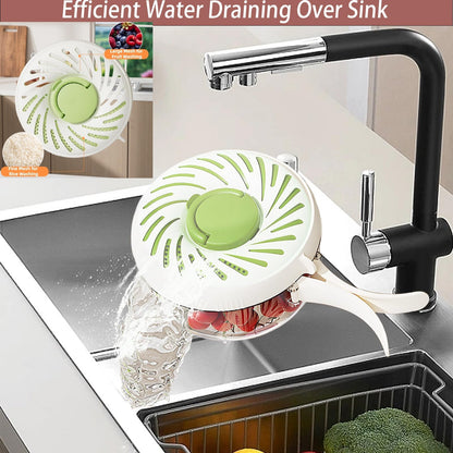 Upgraded Fruit Washing Bowl with Strainer,BPA-Free Drain Basket for Lid& Ice Compartment,Multifunctional Berry Washer,Foldable Handle Strainer and Colander for Fridge Storage or Picnic Camping(2.85QT)