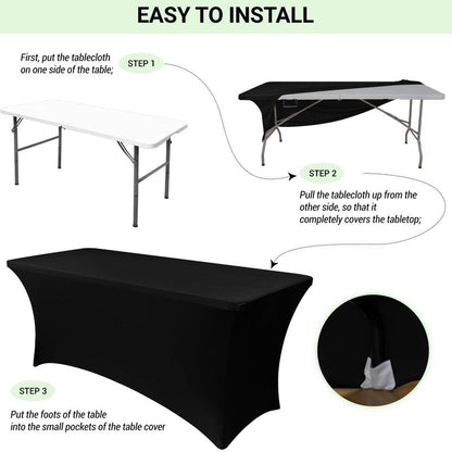 Obstal 2PC Sage Green Tablecloth - 8ft Rectangle Spandex Table Cover for Party, Events, Banquets & Weddings, Machine Washble