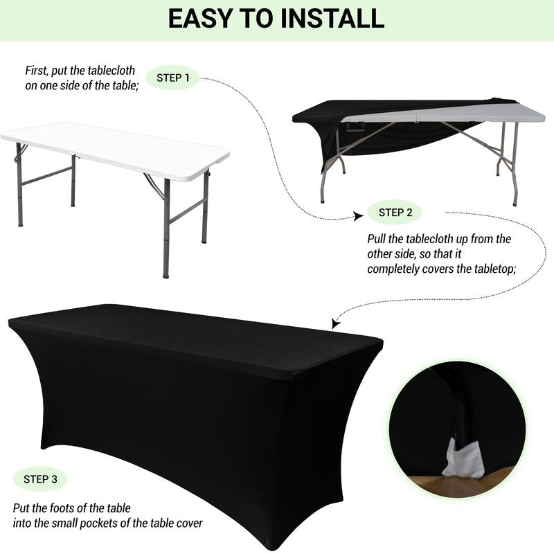 Obstal Spandex Table Cover 4ft Fitted Tablecloth Rectangular - Stretch Folding Table Cloth Rectangle for Birthday Party Wedding Banquet, Emerald Green, 48L x 24W Inch