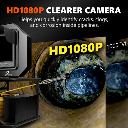 𝟐𝟎𝟐𝟔 𝐧𝐞𝐰 9” Sewer Camera, HD 1080P w/DVR-32GB, [All-in-One Design with Magnetic Box] Drain Pipe Inspection Camera, [One Big Screw Unlock] Sewer Pipe Cam, 4500mAh, Cable Markers, 100ft/30m