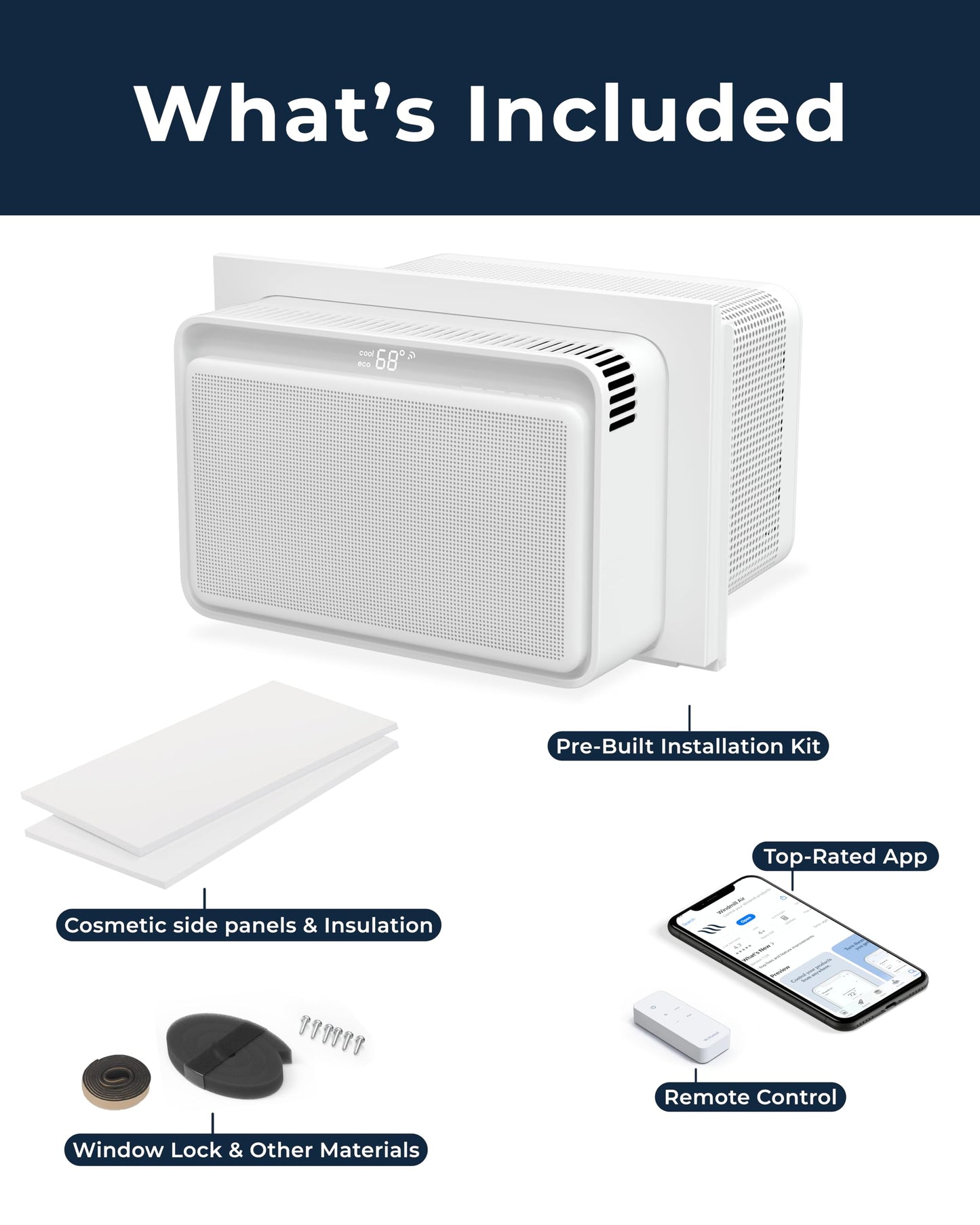 Windmill Window Air Conditioner - Quiet & Smart. Easy Install, Voice-Enabled, Remote & App Control AC Unit - 12,000 BTU Inverter w/WhisperTech