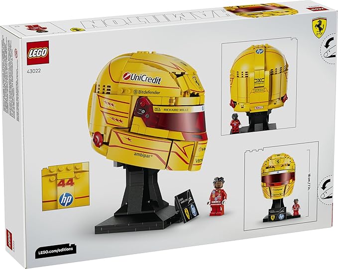 LEGO Editions Scuderia Ferrari HP Lewis Hamilton Helmet - Building Set for Teens Ages 14+ - Collectible F1 Display - Bedroom or Home Office Decor - Gift for Racing Fans - 43022
