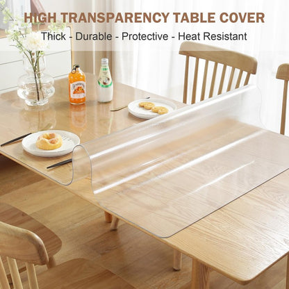 LovePads Frosted Table Cover Protector 54 x 54 Inch, 1.5mm Thick Plastic Table Cover, Table Protector for Dining Room Table, Waterproof Vinyl Tablecloth Table Pad Mat for Kitchen, Writing Desk