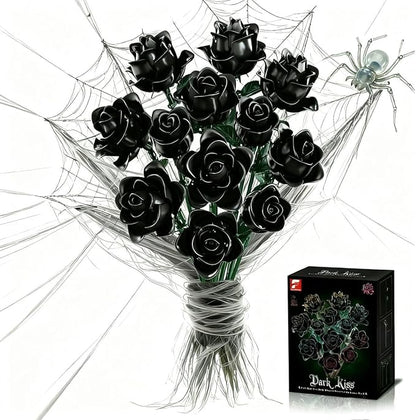 Black Rose Bouquet Building Set 12 Compatible with Lego Flowers for Daughter DIY Roses Building Blocks Gothic Artificial Everlasting Flowers Room Decoration &amp Gift for Halloween
