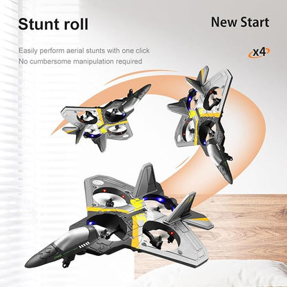 V17 Remote Control Airplane Foam RC Planes for Kids Adults 8-16 RC Fighter Jet Airplane with Light 2 Batteries 360° Flip Fighter Jet Toy Stunt Roll Gifts for Adult Boys (Blue with 2Batteries)