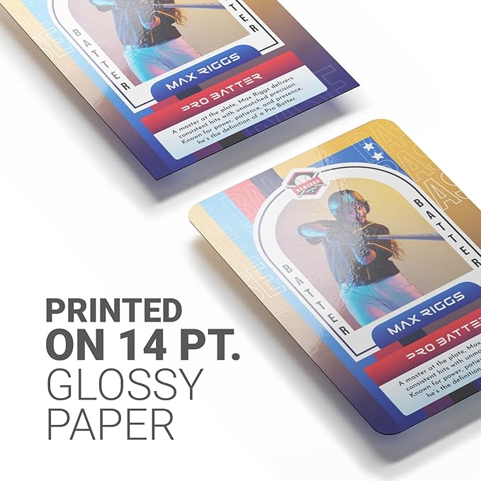 GotPrint Custom Collectors Cards | Add Your Photo Name Stats or Text | Personalized Design | Sports Teams | Baseball | Gaming | Gifts for Kids and Family Rectangle 2.5” x 3.5” 100 Qty