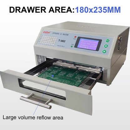 110V 800W Automatic Reflow Machine, T962 Infrared Reflow Oven Furnace IC Heater, PCB Reflow Soldering Station, Mini Reflow Soldering Machine BGA