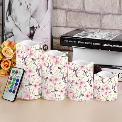 Cozeyat Hummingbird Flameless LED Candles Set of 4 Battery Operated with Remote Control Timer Flickering Color Changing Waterproof Pillar Candles for Home Wedding