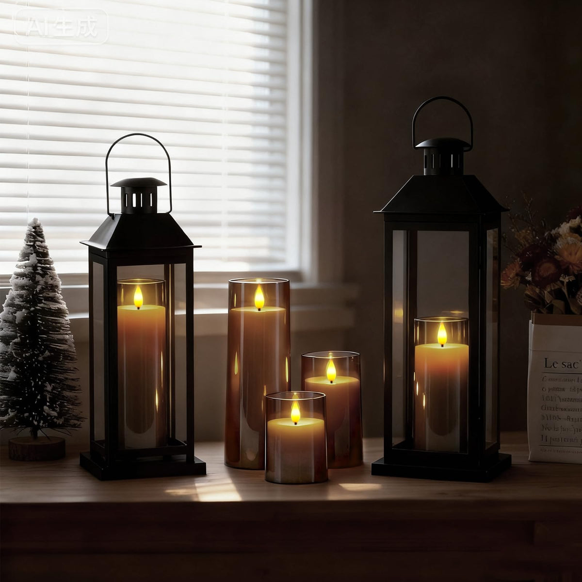 Raycare Flameless Candles Battery Operated with Remote Timer, Acrylic Flickering LED Pillar Candle for Christmas Decoration, Home Decor, Gift for Family and Friend, Grey, Set of 5