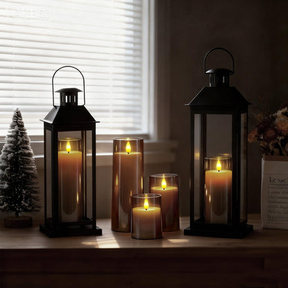 Raycare Flameless Candles Battery Operated with Remote Timer, Acrylic Flickering LED Pillar Candle for Christmas Decoration, Home Decor, Gift for Family and Friend, Grey, Set of 5