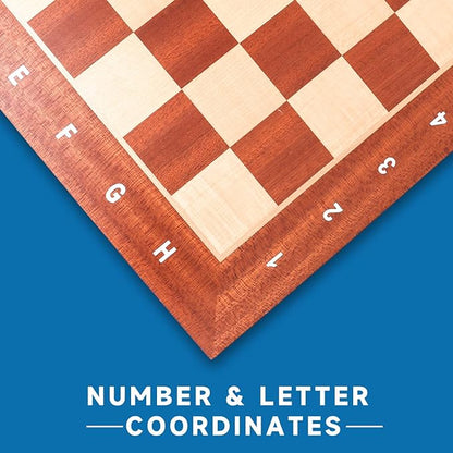 GSE Games &amp Sports Expert Professional Tournament Chess Board Only Sapele &amp Maple Inlaid Chessboard Portable Chess Board for Beginners Kids Adults (Medium: 15.75 / Square: 1.57 Brown)