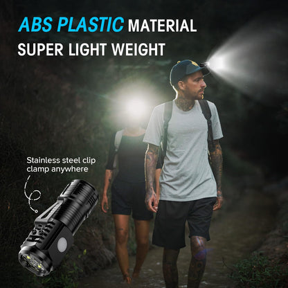 LETMY Rechargeable Mini Flashlights with Magnetic Base, 2 Pack Bright 3 LED Flash Lights, Small EDC Flashlight with Belt Clip, 4 Lighting Modes Portable Rechargeable Flashlights for Camping Home