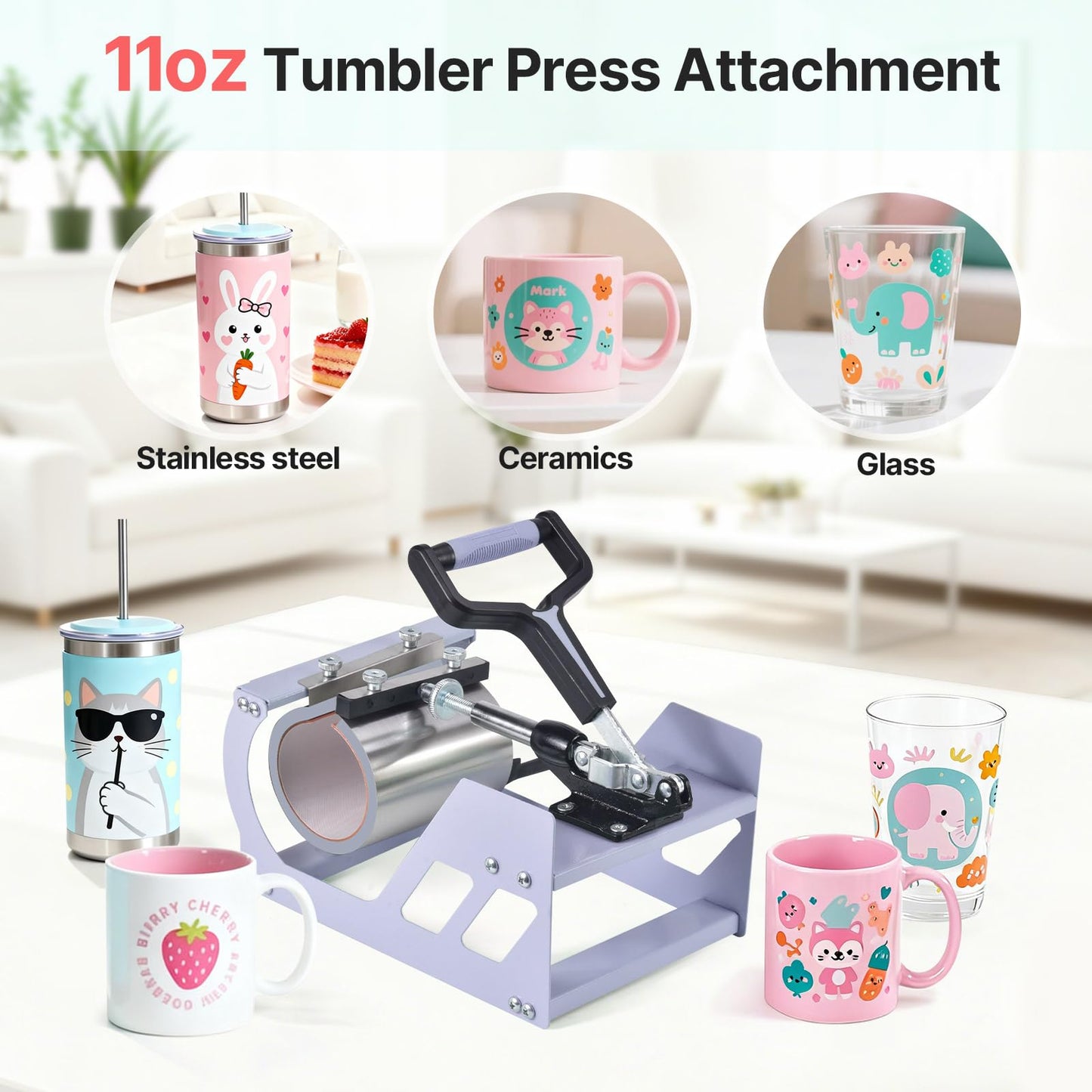 Slendor Heat Press Machine 12x15 inch, 5 in 1 360-Degree Swing Away Digital T Shirt Pressing Machine Multifunction Heat Transfer Sublimation Combo for T Shirts Mugs Hat Plate Cap, Lavender