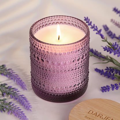 DARJEN Lavender Candles for Home- 10oz 68H Natural Soy Wax Aromatherapy Jar Candle with Strong Scent, Decorative Aesthetic Candles for Relax, Bedside, Laundry Room, Luxury Gift for Women