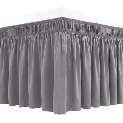 Biscaynebay Wrap Around Bed Skirts for King & Cal King Beds 18" Long Drop, Silver Grey Adjustable Elastic Dust Ruffles Easy Fit Wrinkle Resistant Silky Luxurious Fabric Machine Washable