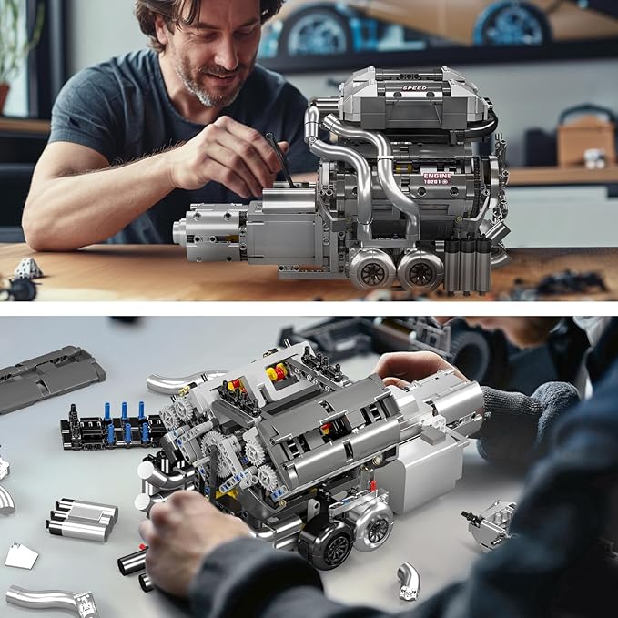 Mould King 10201 W16 Engine Building Kit for Adults MOC W16 Engine Model Toy for Display STEM Car Engine Building Project for Adult (2024 PCS)
