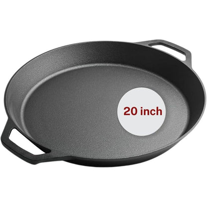 Colenza Large Cast Iron Skillet 20 Inch, Pre Seasoned Cast Iron Skillet for Cooking & Frying – XL Heavy Duty Pan with Dual Handles – Ideal for Grill, Oven, Stove, Campfire Use