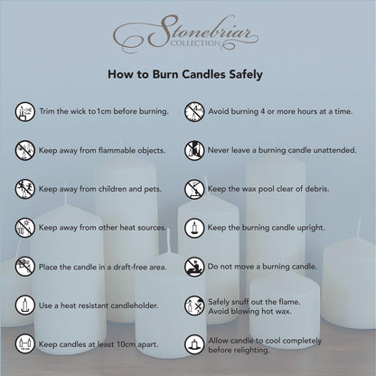 Stonebriar Unscented Pillar Candles – 80 Hour Burn Time, Long-Lasting Wax Candles for Weddings, Holidays, Home Décor & Special Events, Pack of 3, Ivory, 3" x 8"