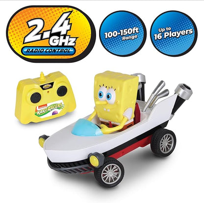 Nick Kart Racers - 2.4GHz RC Spongebob Boatmobile Straight from The Game “Nickelodeon Kart Racers 3: Slime Speedway” Full Function Fun Grippy Tires for Ultimate Traction