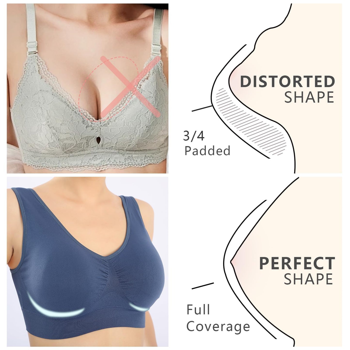 KINYAOYAO 3 Pack Women's Ultimate Comfy Medium Support Seamless Wireless Sports Bra with Removable Pads,Small