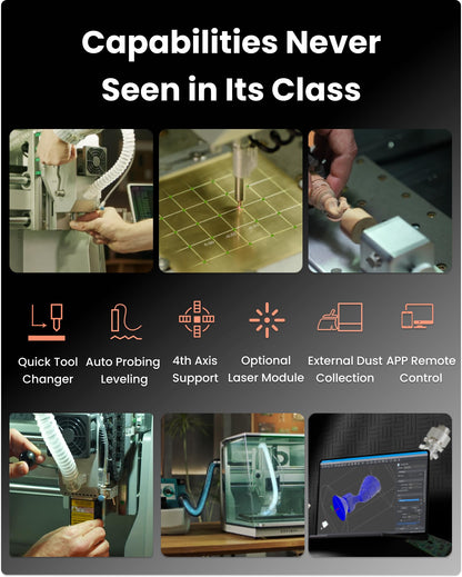Carvera Air Desktop Machine with 4th Axis and PCB Fabrication Pack, Compact Enclosed Mini CNC Router Mill, Quick Tool Changer Closed-Loop Control, User-Friendly CAM Milling,Cutting, DIY, Crafts