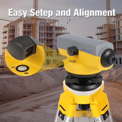 Mountlaser Automatic Transit Level 32X Optical Level Kit with Self- Leveling Magnetic Dampened Compensator and Transport Lock for Builders & Contractors | Excellent Accuracy | Water-resistant