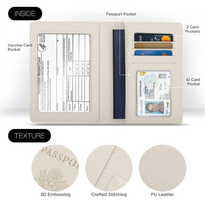 2 Pack Passport Cover With Card Slots RFID Blocking-White&Black