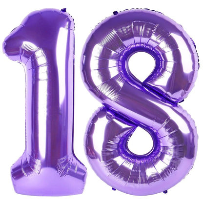 Purple Number 18 Balloon 40 Inch, 18th Birthday Party Decorations for Children, Giant 18 Foil Balloon for Party Supplies