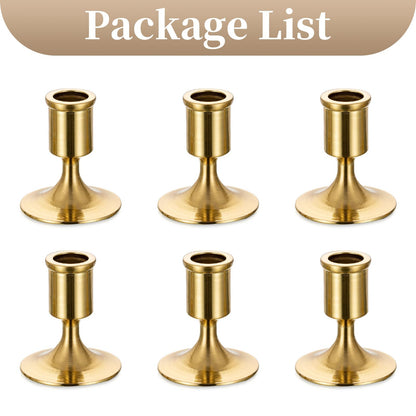 Sziqiqi Candlesticks Holder for Wedding Table Centerpiece - Gold Taper Candle Holders Candle Stick Holder Bulk for Christmas Candlelight Dinner Wedding Party Festival Decor 6 Pieces