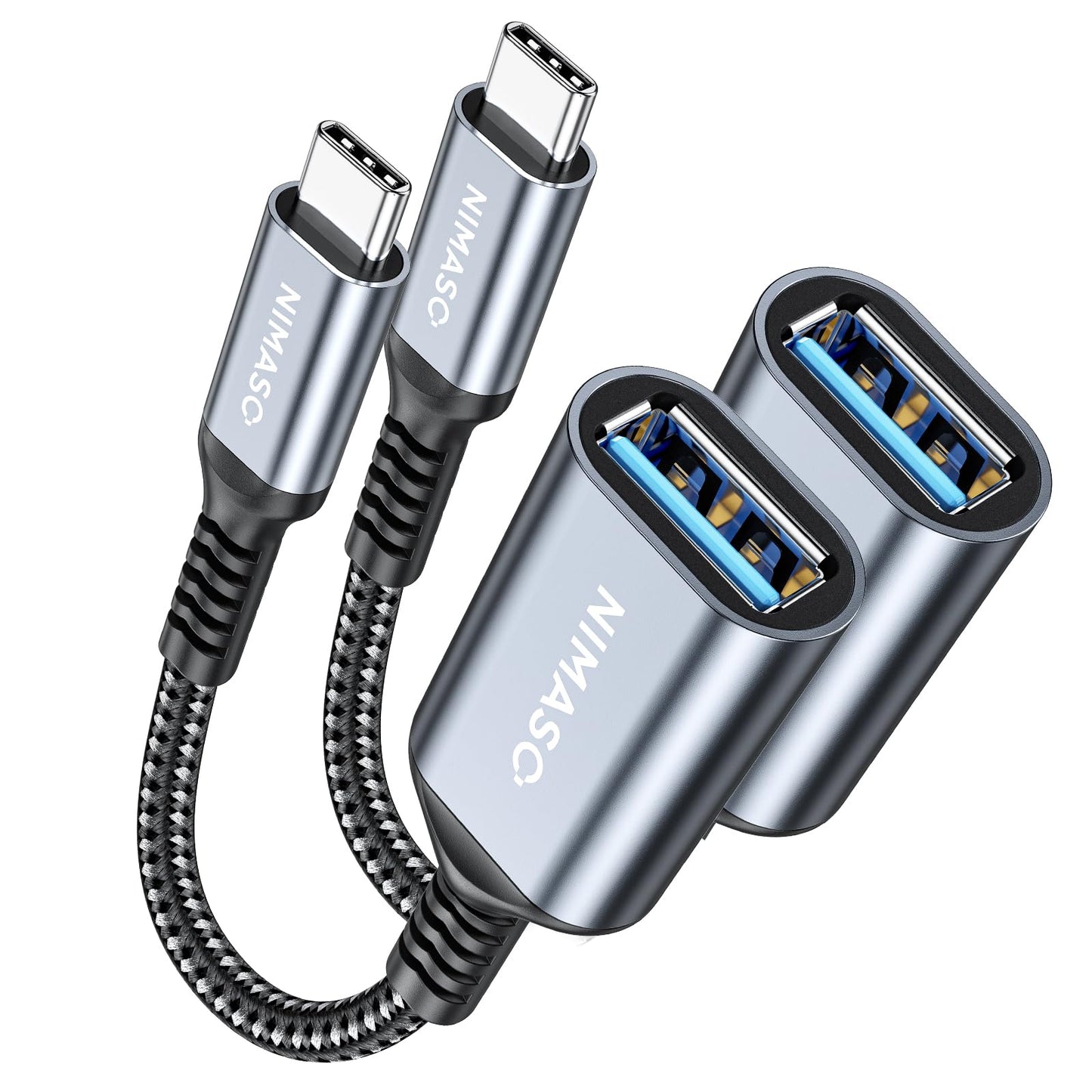 USB C to USB 3.0 Adapter [2 pack],NIMASO USB-C to USB,Thunderbolt 3 to USB Adapter OTG Cable for Macbook Pro/Air 2020/2018,iPad Pro 2020,Galaxy S20 S20+,Google Pixel and More