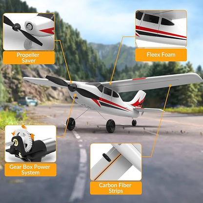 volantexrc RC Plane Trainer 3CH Remote Control Airplane with Prop Saver 6-Axis Gyro Stabilizer &amp 3 Modes to Fly Hobby Radio Controlled Aircraft RTF for Beginners &amp Adults (400mmRed)
