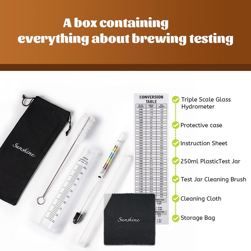 AOZ LIbei Hydrometer Set - for Mead, Wine, Kombucha and Home Brew Beer, Alcohol Tester Accessories Moonshine Still Kit Complete for Home Test Equipment-Specific Gravity Abv Tester