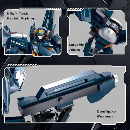 Mech Robot Transforming Building Blocks Set for Adults Blue City Protector Mecha Model Action Figures Cool Creative Robots STEM Toys Gift for Teens Boys 569 Pieces