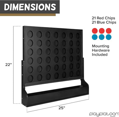 Play Platoon Wall Mounted Giant 4 in a Row Game - Large4 in a Row Outdoor 22x24 Inch Big Wood Wall Game Room Furniture for Bar &amp Basement Games