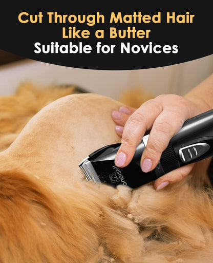 oneisall Quiet Cat Clippers for Matted & Long Hair, 2-Speed Cordless Pet Shaver Grooming Kit for Cats, Small Dogs & Animals (Black)