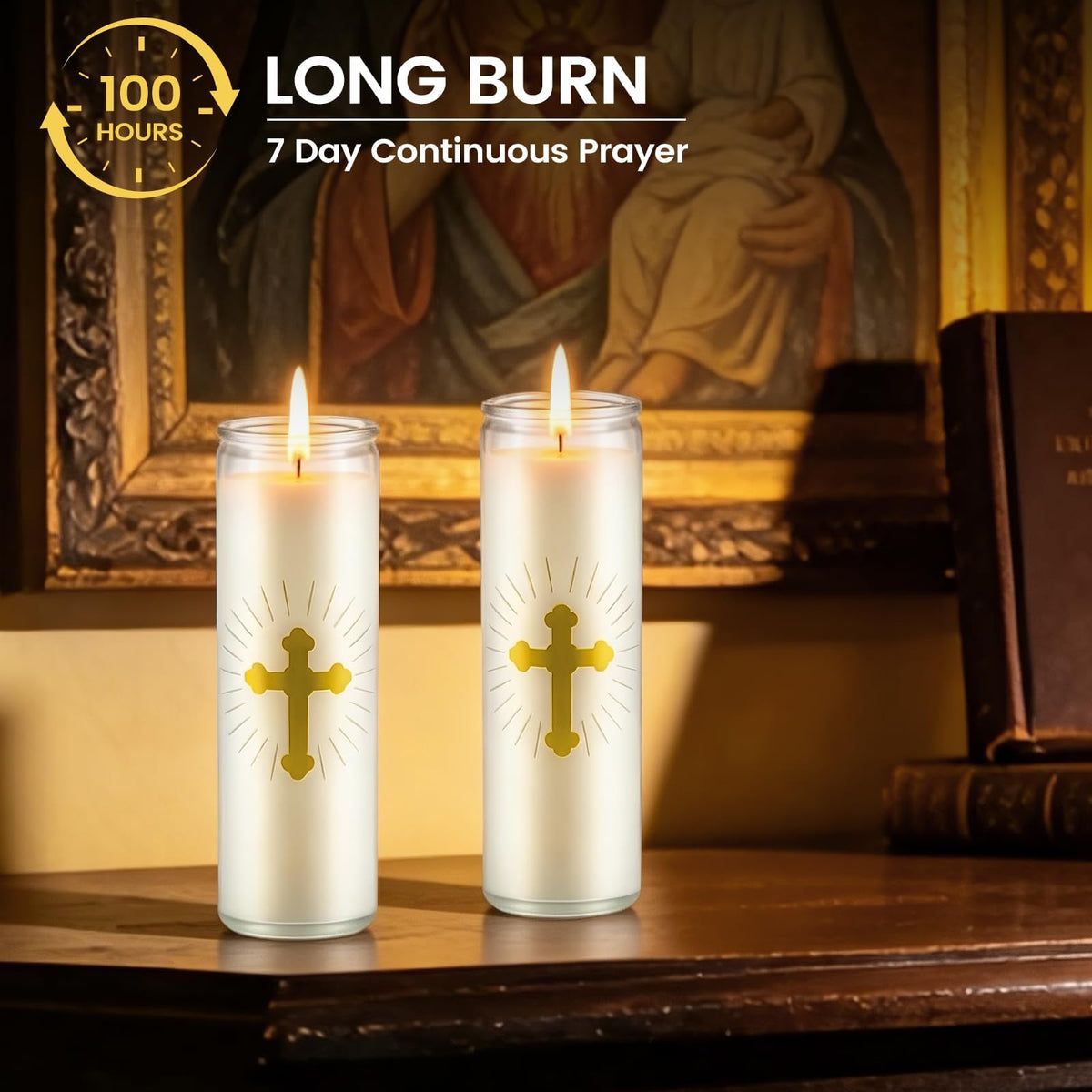 ARQRHTLY 10 Pcs Natural Soy Wax Prayer Candles 7 Day Devotional Candle in Glass 100 Hours Long Burn Time Religious Catholic Christian Spiritual Decor for Memorials Vigil Church Home Altar Bless Novena