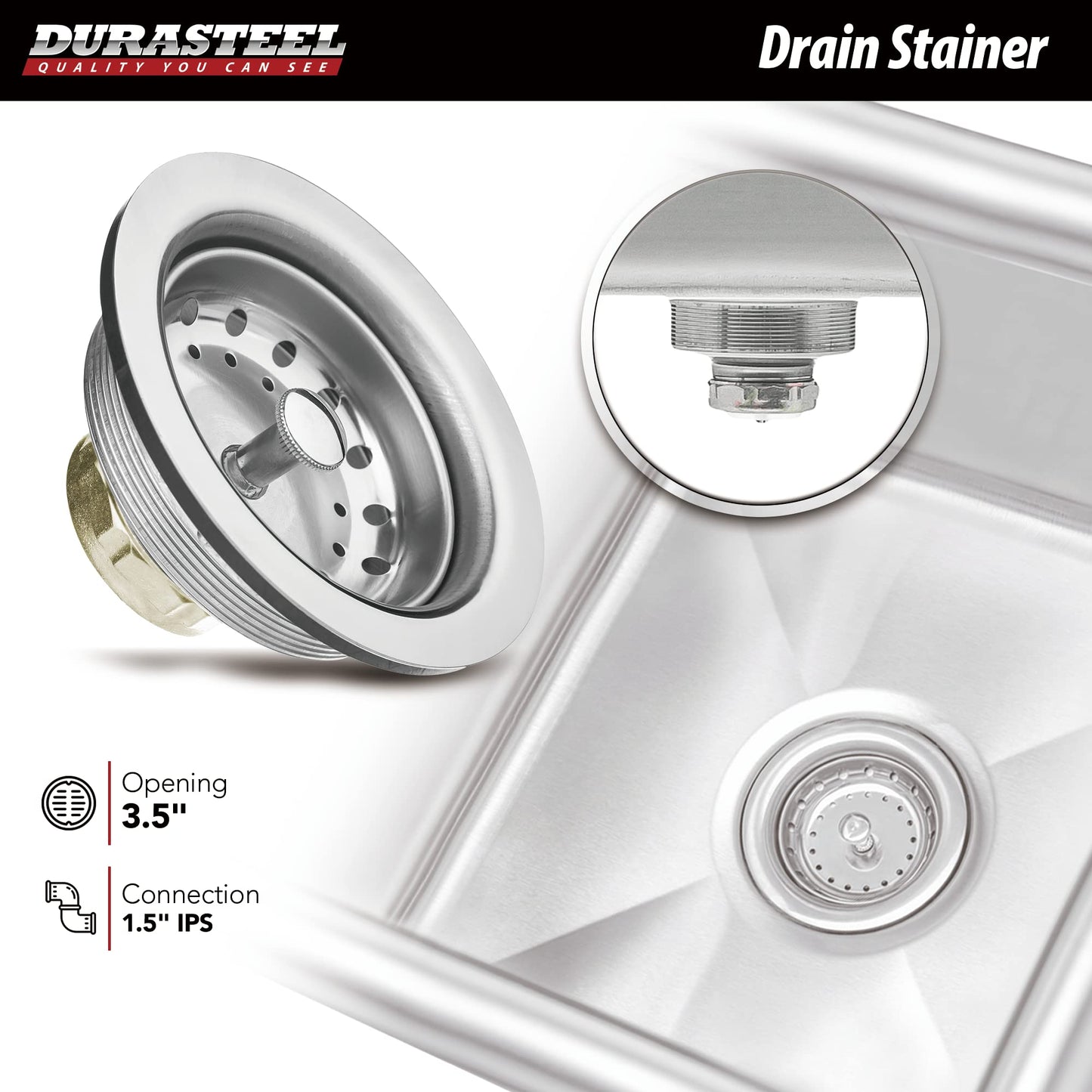 DuraSteel 304 Commercial Stainless Steel Utility Sink - 15 Inch Tub Freestanding Prep Kitchen Sink w/ Faucet - NSF Hand Wash Station for Kitchen Sinks, Outdoor, Laundry Room, Garage Small Kitchenette