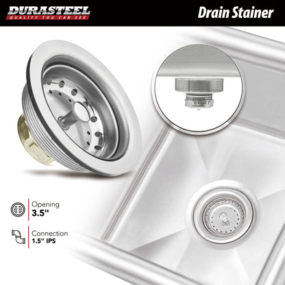 DuraSteel 304 Commercial Stainless Steel Utility Sink - 15 Inch Tub Freestanding Prep Kitchen Sink w/ Faucet - NSF Hand Wash Station for Kitchen Sinks, Outdoor, Laundry Room, Garage Small Kitchenette