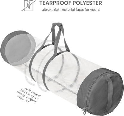 ZOBER Gift Wrap Organizer | 40-Inch Round Storage for 25 Rolls - Durable Clear PVC & 600D Oxford Fabric - Gray
