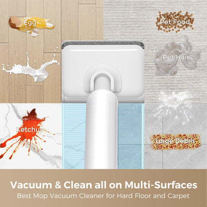 HABIUBIU Wet Dry Vacuum Cleaner Cordless, 23000Pa Mop Combo, 45min Runtime, 180° Lay-Flat, Self-Cleaning, LED & Voice, for Hard Floors & Pet Hair