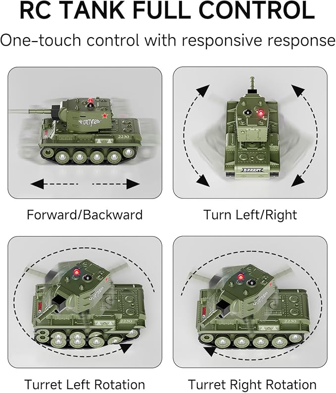BRRRRT 1/64 RC Battle Tank SetRemote Control Military Vehicles with Infrared ShootRC Tank That Shoots with 330° Rotating Turret and Sound &amp Lighting for Kids Gift 8+
