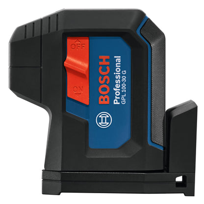 BOSCH GPL100-30G Green-Beam Self-Leveling Alignment Laser, Includes 2 AA Batteries, Built-In Multipurpose Mount, & Hard Carrying Case