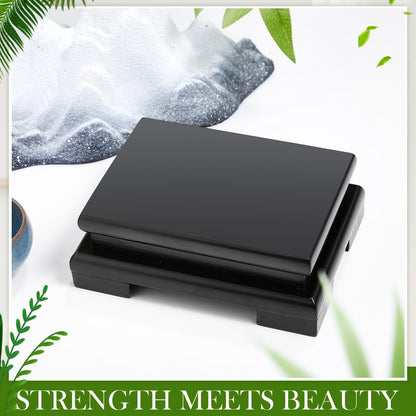 Chunful 2 Pcs Rectangle Wooden Display Stand 5.1 x 3.7 x 1.8 Inch Wood Vase Display Base Black Pedestal Stand Rectangle Vase Riser for Vases Teapot Trophy Collectibles Aquarium Lamp Home Decoration
